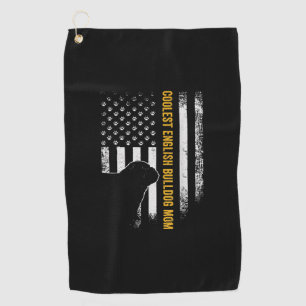 Vintage USA American Flag Coolest English Bulldog Golf Towel