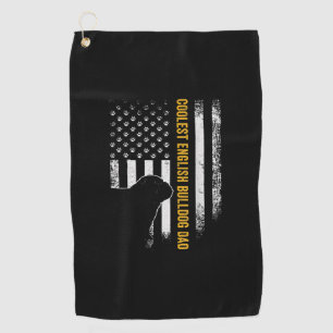 Vintage USA American Flag Coolest English Bulldog Golf Towel