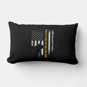 Vintage USA American Flag Coolest English Bulldog Lumbar Cushion