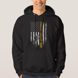 Vintage Usa American Flag Coolest Hockey Mum Silho Hoodie