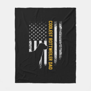 Vintage USA American Flag Coolest Rottweiler Dad Fleece Blanket