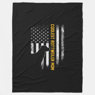Vintage USA American Flag Coolest Rottweiler Mum Fleece Blanket