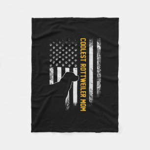 Vintage USA American Flag Coolest Rottweiler Mum Fleece Blanket