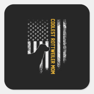 Vintage USA American Flag Coolest Rottweiler Mum Square Sticker