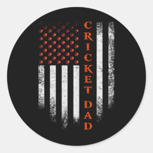 Vintage Usa American Flag Cricket Dad Patriotic Di Classic Round Sticker