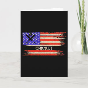 Vintage Usa American Flag Cricket Player Team Silh Card
