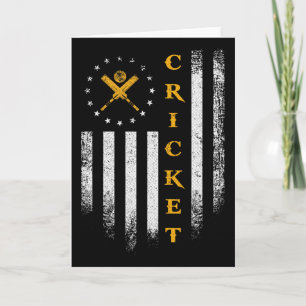 Vintage Usa American Flag Cricket Player Team Silh Card