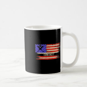 Vintage Usa American Flag Cricket Player Team Silh Coffee Mug