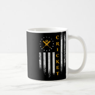 Vintage Usa American Flag Cricket Player Team Silh Coffee Mug