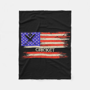 Vintage Usa American Flag Cricket Player Team Silh Fleece Blanket
