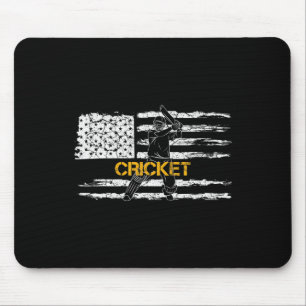 Vintage Usa American Flag Cricket Player Team Silh Mouse Pad