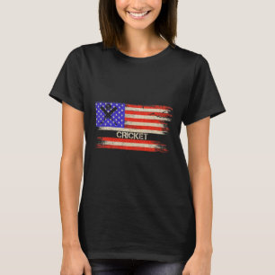 Vintage Usa American Flag Cricket Player Team Silh T-Shirt
