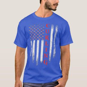 Vintage USA American Flag Curling Player Curler T-Shirt