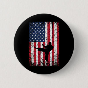 Vintage Usa American Flag Karate 4th Of July Marti 6 Cm Round Badge