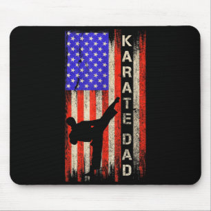 Vintage USA American Flag Karate Dad Karateka Mouse Pad