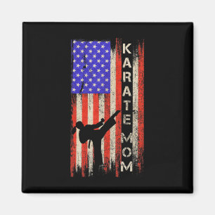 Vintage Usa American Flag Karate Mum Karateka Silh Magnet