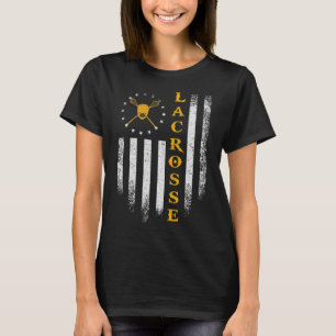 Vintage Usa American Flag Lacrosse Player Team Sil T-Shirt