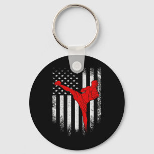 Vintage Usa American Flag Mma Kickboxing Fighter D Key Ring