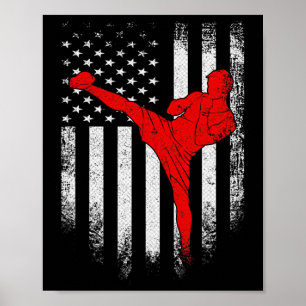 Vintage Usa American Flag Mma Kickboxing Fighter D Poster