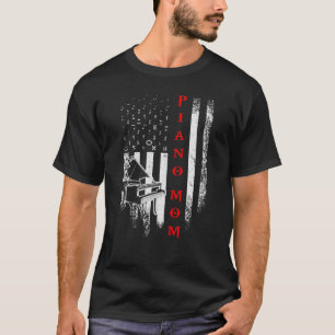 Vintage Usa American Flag Piano Mum Pianist Notes T-Shirt