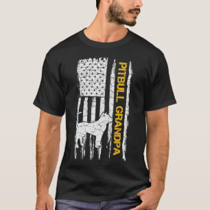 Vintage USA American Flag Pitbull Grandpa Pittie S T-Shirt