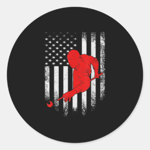 Vintage USA American Flag Pool Billiard Snooker Classic Round Sticker