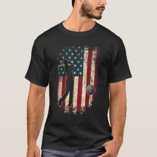 Vintage Usa American Flag Pride Golf Patriotic Men T-Shirt