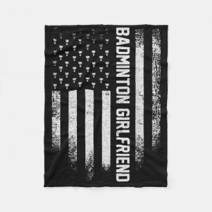 Vintage Usa American Flag Proud Badminton Girlfrie Fleece Blanket