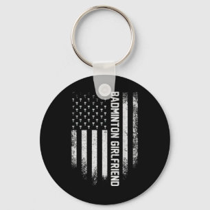 Vintage Usa American Flag Proud Badminton Girlfrie Key Ring