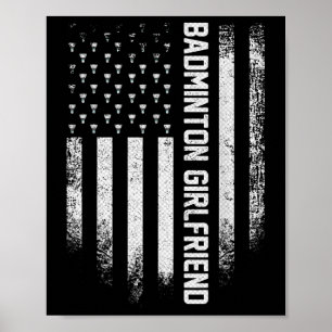 Vintage Usa American Flag Proud Badminton Girlfrie Poster