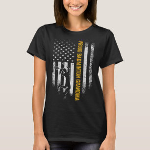Vintage Usa American Flag Proud Badminton Grandma T-Shirt