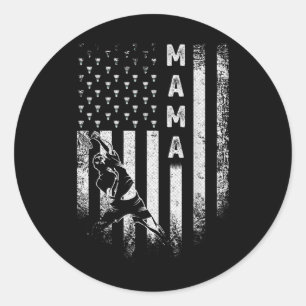 Vintage Usa American Flag Proud Badminton Mama Sil Classic Round Sticker