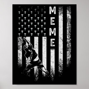 Vintage Usa American Flag Proud Badminton Meme Sil Poster
