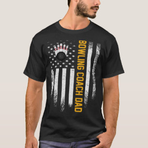Vintage USA American Flag Proud Bowling Coach Dad T-Shirt