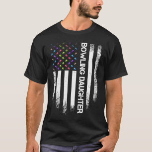 Vintage USA American Flag Proud Bowling Daughter B T-Shirt