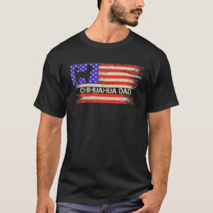 Vintage USA American Flag Proud Chihuahua Dog Dad T-Shirt