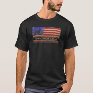 Vintage USA American Flag Proud Chihuahua Dog Mom T-Shirt