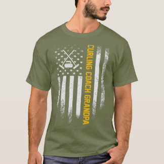 Vintage USA American Flag Proud Curling Coach T-Shirt
