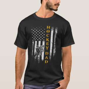 Vintage USA American Flag Proud Hockey Dad Silhoue T-Shirt