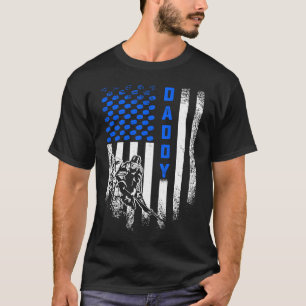Vintage USA American Flag Proud Hockey Daddy Silho T-Shirt