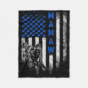 Vintage Usa American Flag Proud Hockey Mamaw Silho Fleece Blanket