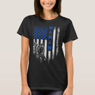 Vintage Usa American Flag Proud Hockey Mamaw Silho T-Shirt