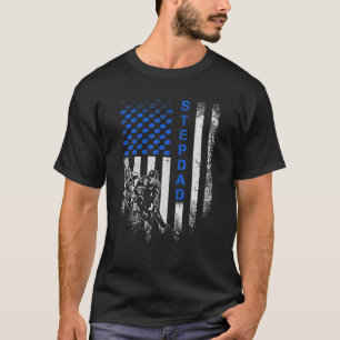 Vintage USA American Flag Proud Hockey Stepdad Sil T-Shirt