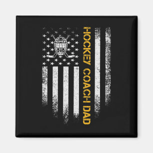 Vintage Usa American Flag Proud Ice Hockey Coach D Magnet