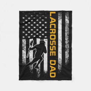 Vintage Usa American Flag Proud Lacrosse Dad Lax S Fleece Blanket