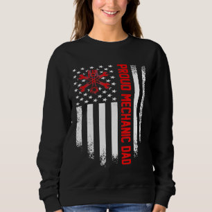 Vintage Usa American Flag Proud Mechanic Dad Distr Sweatshirt