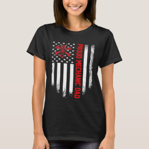 Vintage Usa American Flag Proud Mechanic Dad Distr T-Shirt