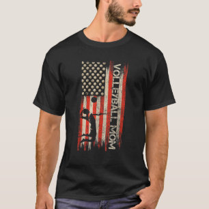 Vintage USA American Flag Proud Volleyball Mum Sil T-Shirt