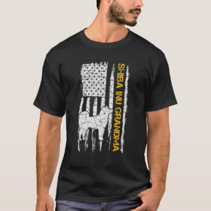 Vintage USA American Flag Shiba Inu Dog Grandma Si T-Shirt
