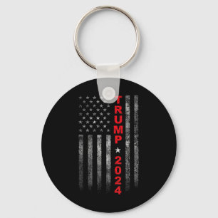 Vintage Usa American Flag Trump 2024 Election Camp Key Ring
